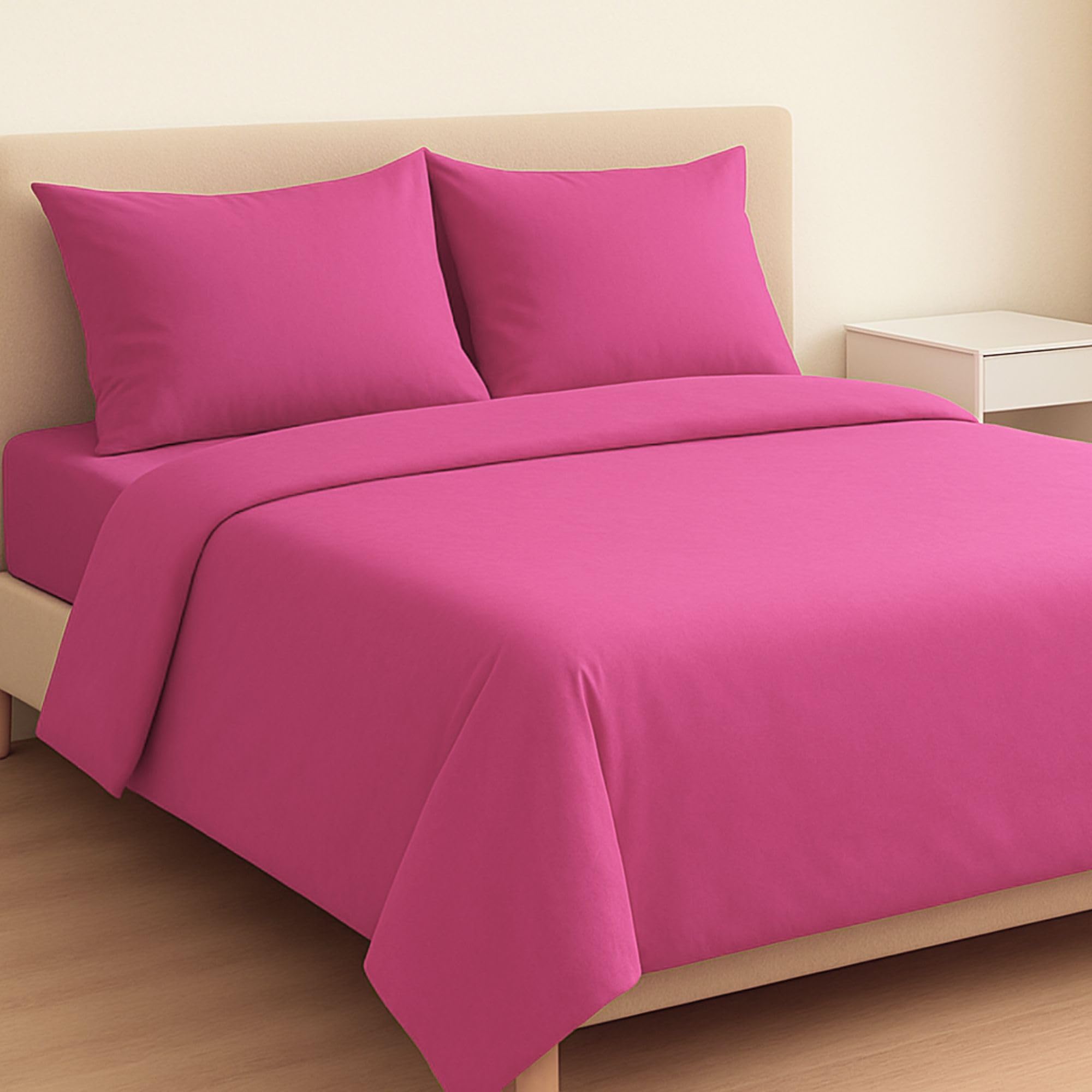 MAXIME MAISON - Set Lenzuola Cotone, Completo con Federe Cuscini Tinta Unita, Prodotto Made in Italy Anallergico