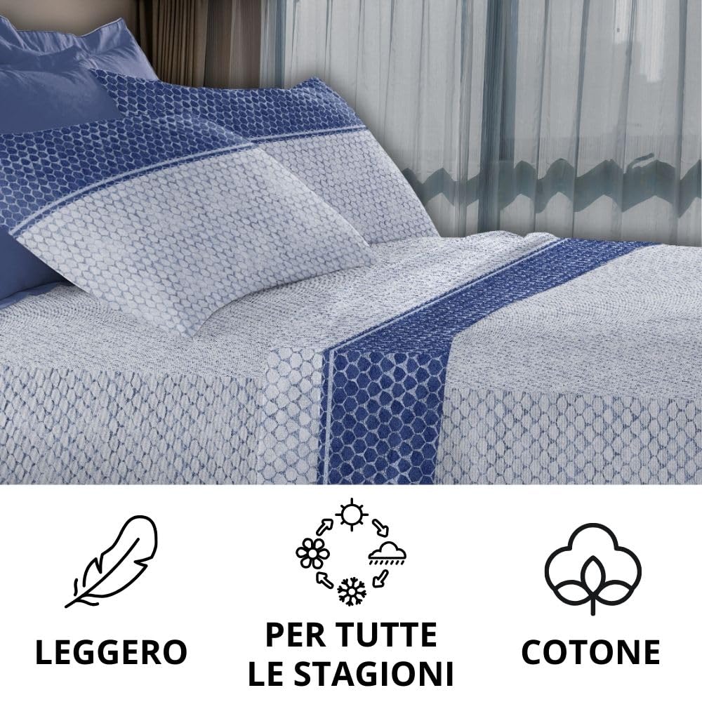Completo Lenzuola Stampate, Misto Cotone, con Federe, Made in Italy