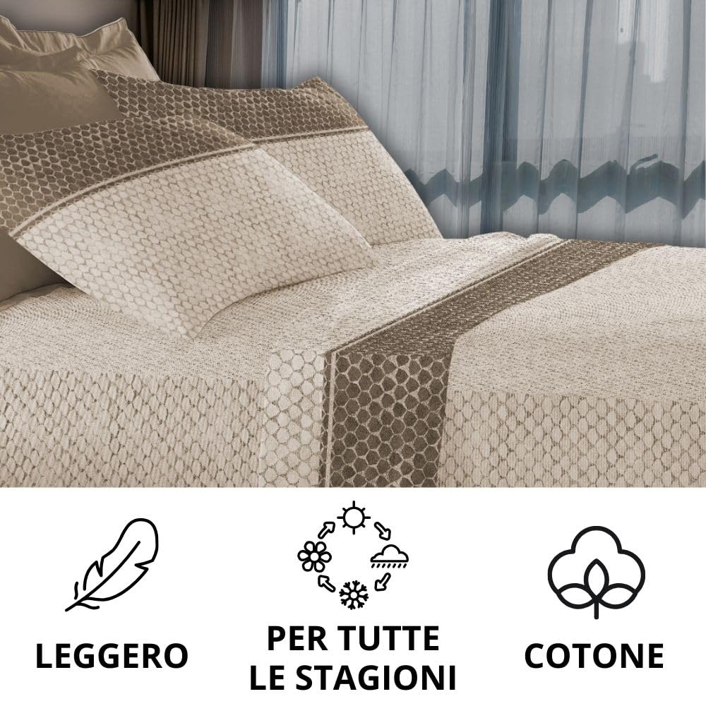 MAXIME MAISON Firenze - Set Lenzuola Letto Singolo Cotone 100% Completo con Federe Cuscini Stampate, Made in Italy Anallergico e Antiacaro (Motivo Ambra)