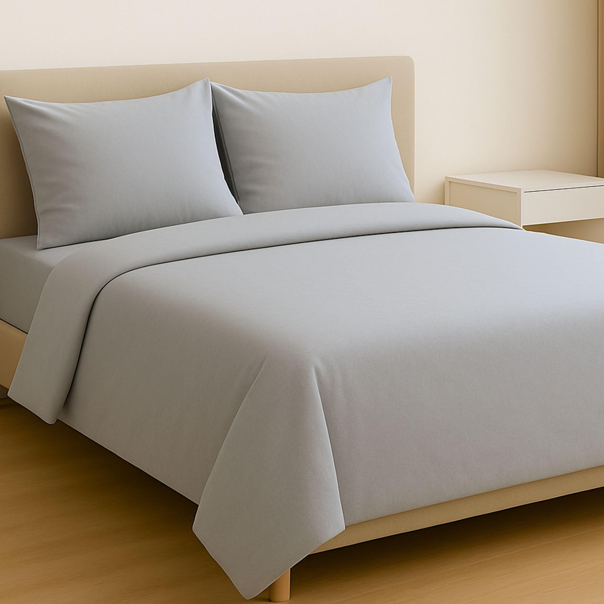 MAXIME MAISON - Set Lenzuola Cotone, Completo con Federe Cuscini Tinta Unita, Prodotto Made in Italy Anallergico