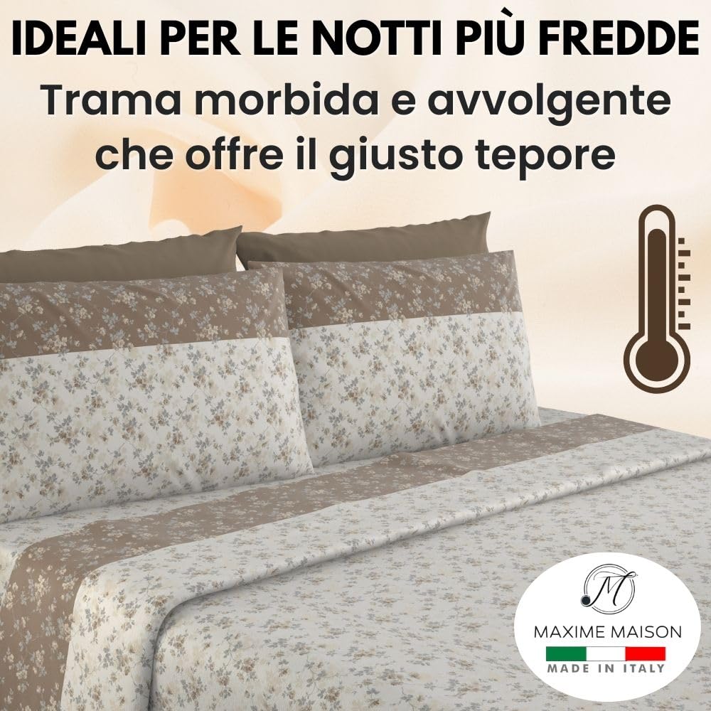 Completo Lenzuola Flanella in Cotone Stampate - Invernali con Fantasia Elegante