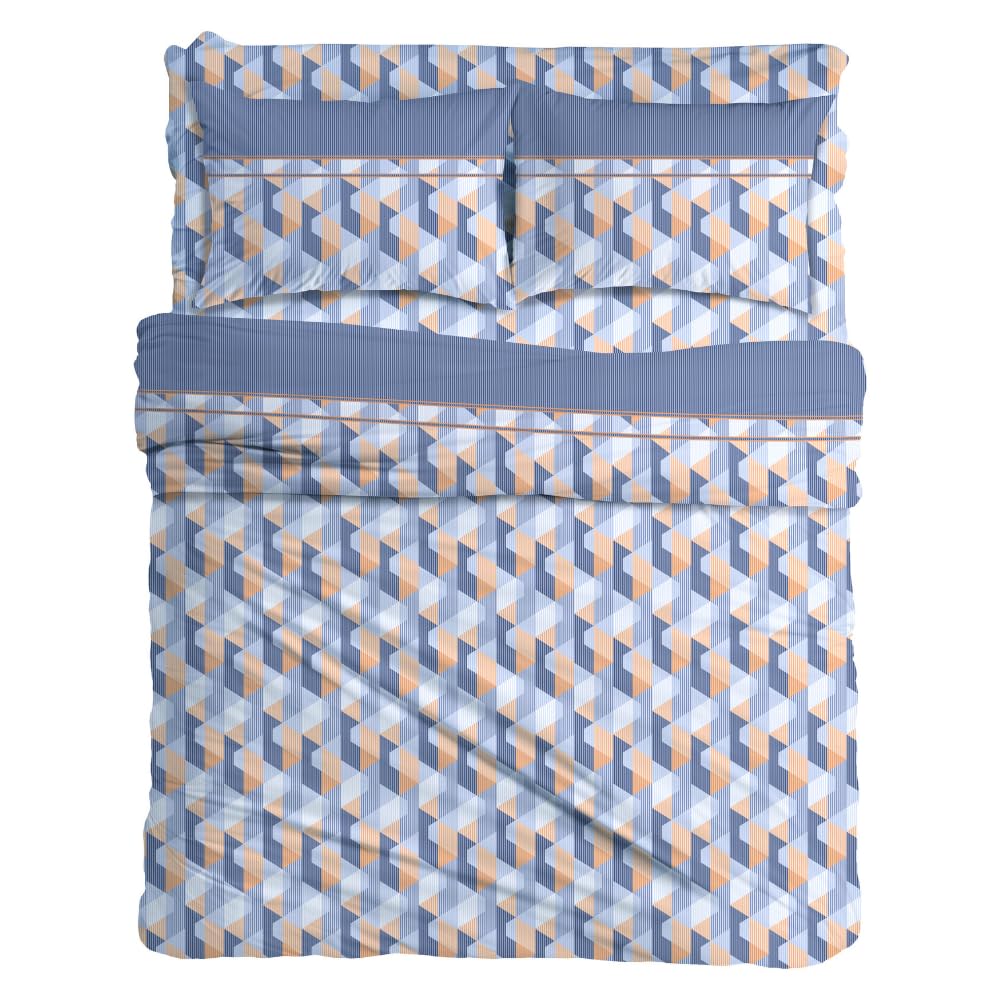 MAXIME MAISON Firenze - Set Lenzuola Letto Singolo Cotone 100% Completo con Federe Cuscini Stampate, Made in Italy Anallergico e Antiacaro (Motivo Ambra)