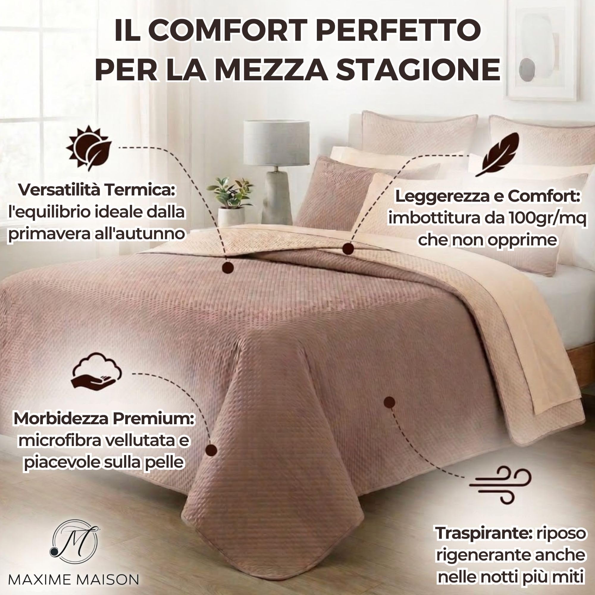 Trapuntino per la Mezza Stagione da 100gr/mq, in Morbida Microfibra Leggera