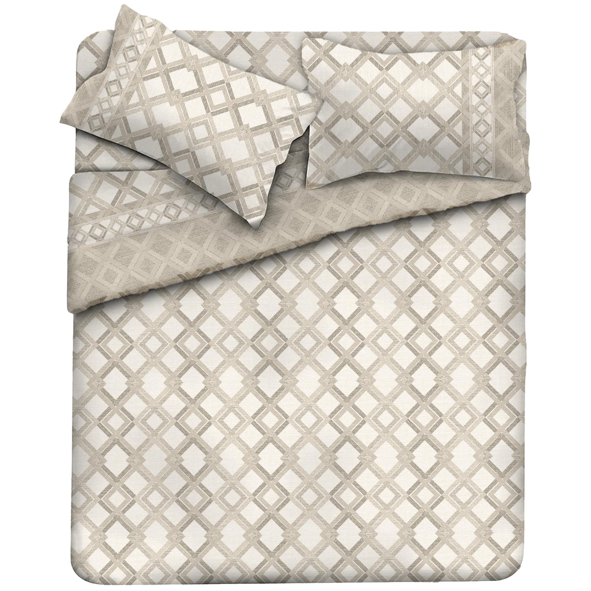 MAXIME MAISON Firenze - Set Lenzuola Letto Singolo Cotone 100% Completo con Federe Cuscini Stampate, Made in Italy Anallergico e Antiacaro (Motivo Ambra)