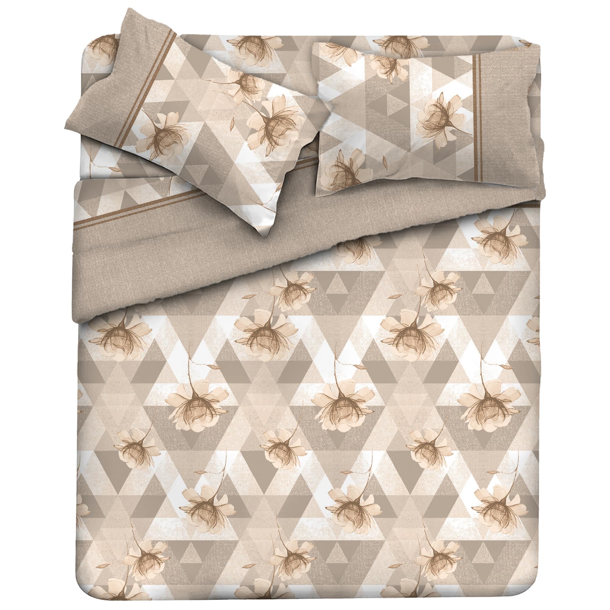MAXIME MAISON Firenze - Set Lenzuola Letto Singolo Cotone 100% Completo con Federe Cuscini Stampate, Made in Italy Anallergico e Antiacaro (Motivo Ambra)