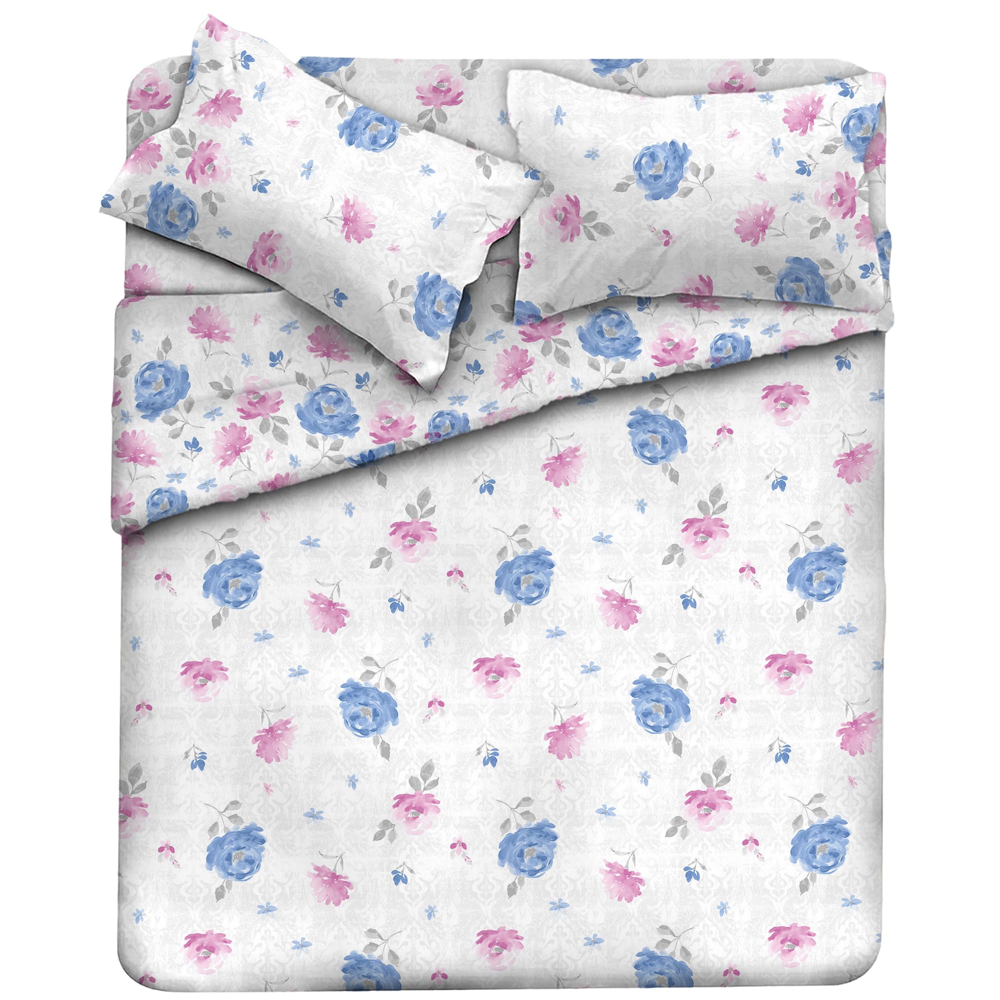 MAXIME MAISON Firenze - Set Lenzuola Letto Singolo Cotone 100% Completo con Federe Cuscini Stampate, Made in Italy Anallergico e Antiacaro (Motivo Ambra)