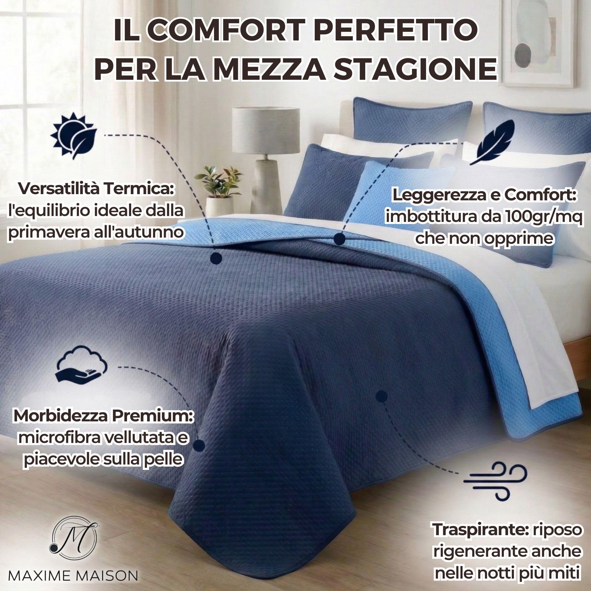 Trapuntino per la Mezza Stagione da 100gr/mq, in Morbida Microfibra Leggera