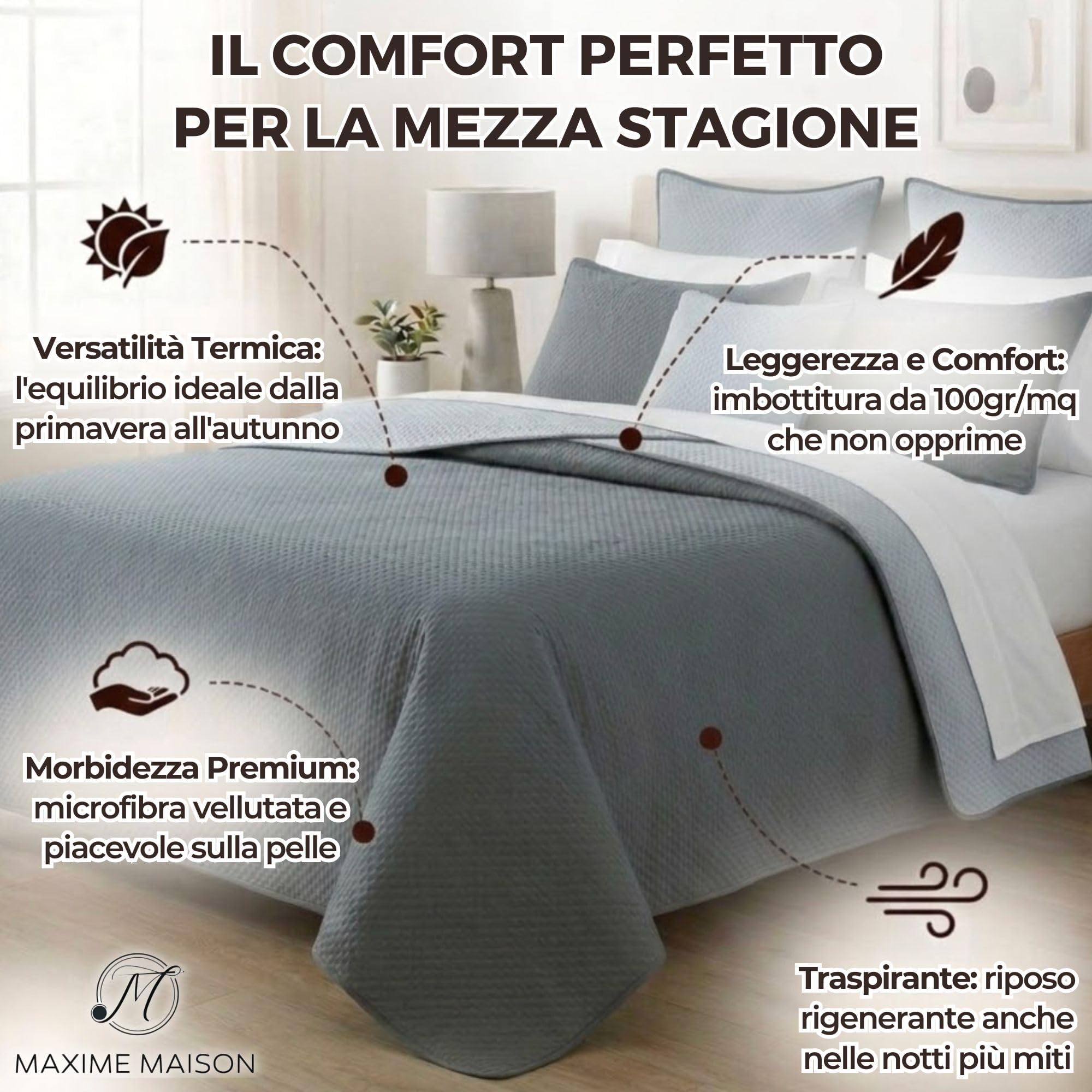 Trapuntino per la Mezza Stagione da 100gr/mq, in Morbida Microfibra Leggera