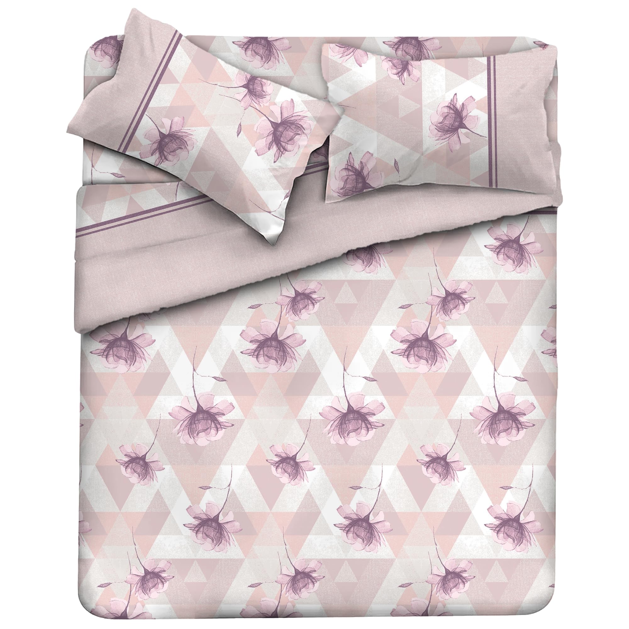 MAXIME MAISON Firenze - Set Lenzuola Letto Singolo Cotone 100% Completo con Federe Cuscini Stampate, Made in Italy Anallergico e Antiacaro (Motivo Ambra)