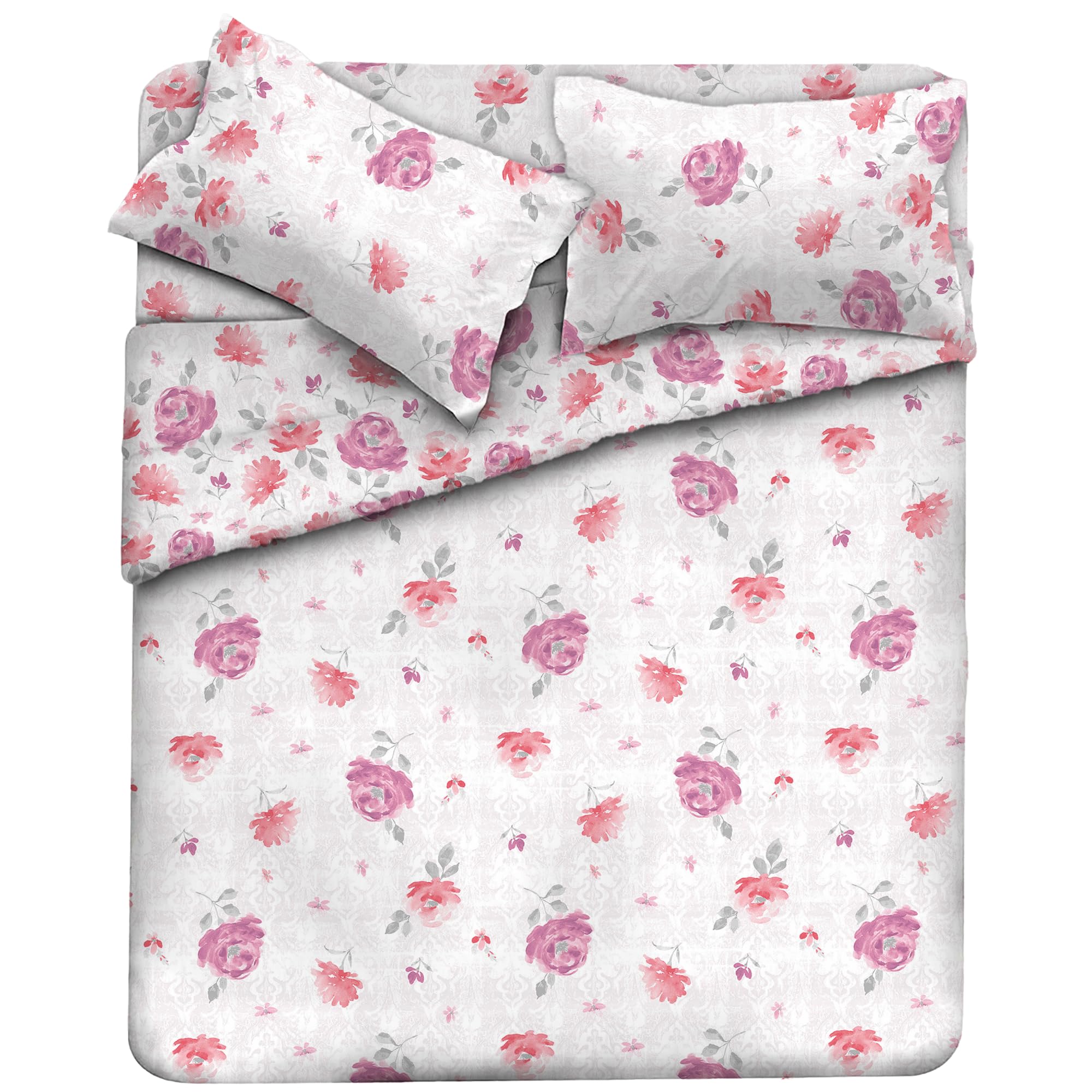 MAXIME MAISON Firenze - Set Lenzuola Letto Singolo Cotone 100% Completo con Federe Cuscini Stampate, Made in Italy Anallergico e Antiacaro (Motivo Ambra)