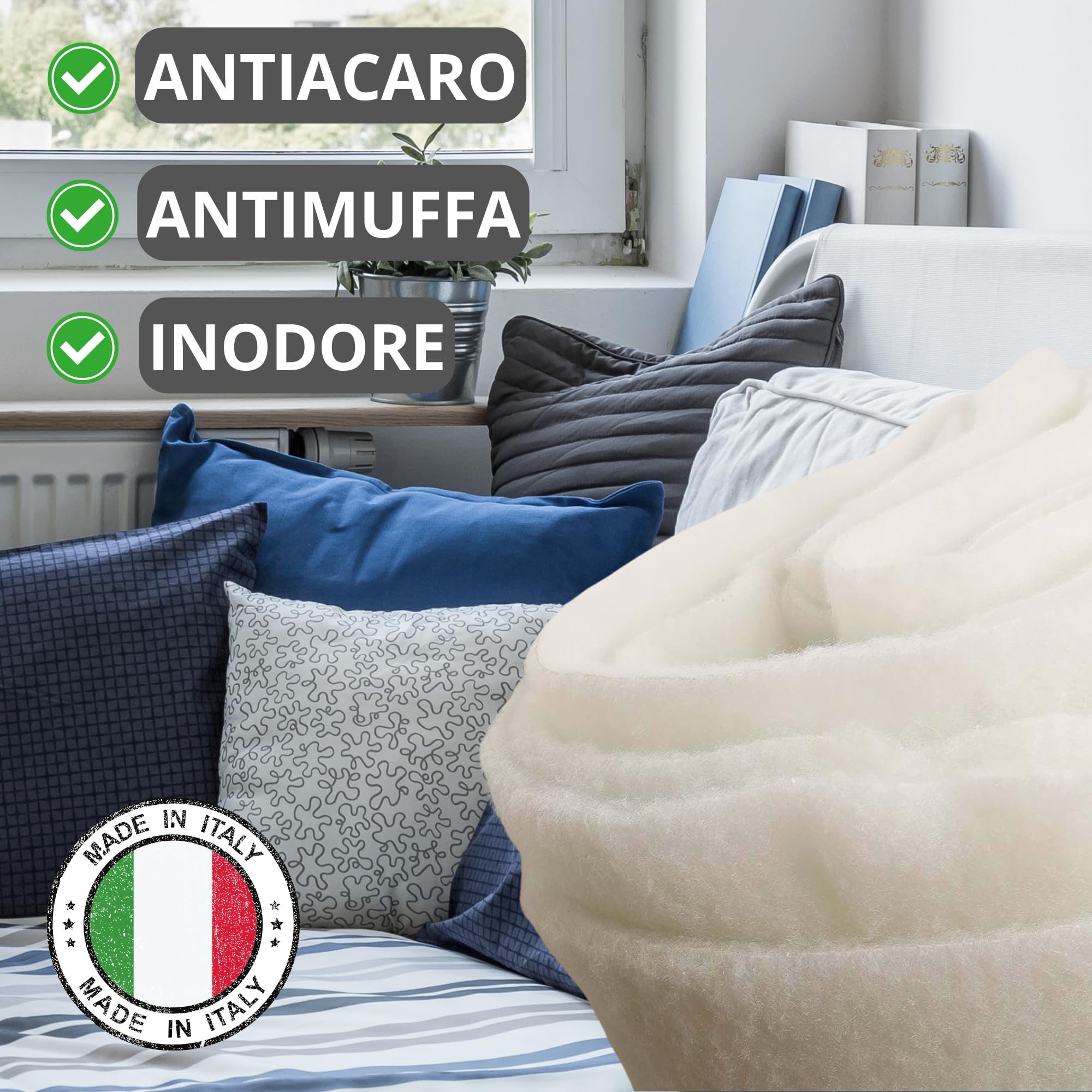 MAXIME MAISON - Ovatta Imbottitura 100 gr/mq 100x140, Anallergica Anti Acaro, Made in Italy